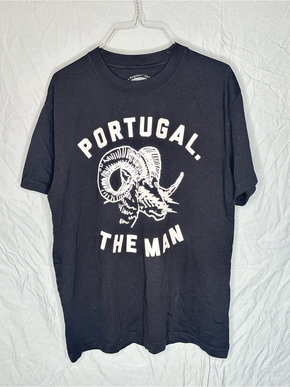 Portugal. The Man Graphic T-Shirt Black Ram Logo Cotton Tee Men’s Small